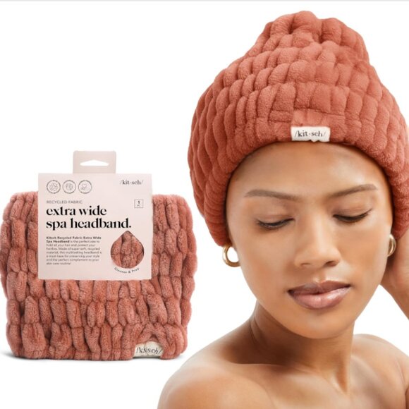 Kitsch Hair Bundle - Headband, Satin-Lined Shower Cap, Microfiber Hair Towel - Picture 3 of 4